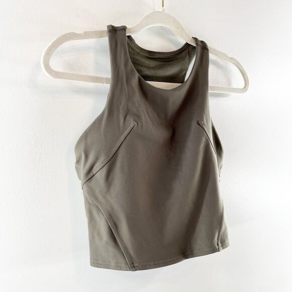 Lululemon Invigorate Training Cropped Tank Top with Built-in Bra Carob Brown 6 - Picture 6 of 7